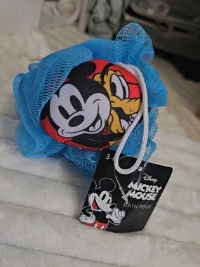 Disney Mickey Mouse Blue Mesh Bath Pouf